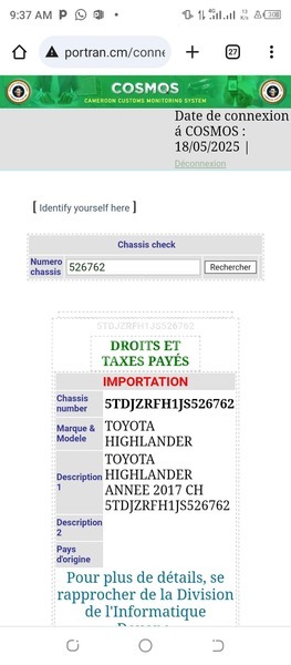 Big with watermark toyota highlander littoral cameroon douala 20059